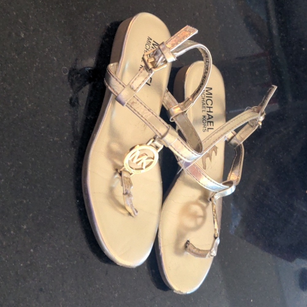 Gold Michael Kors Girls Sandals Size 10
